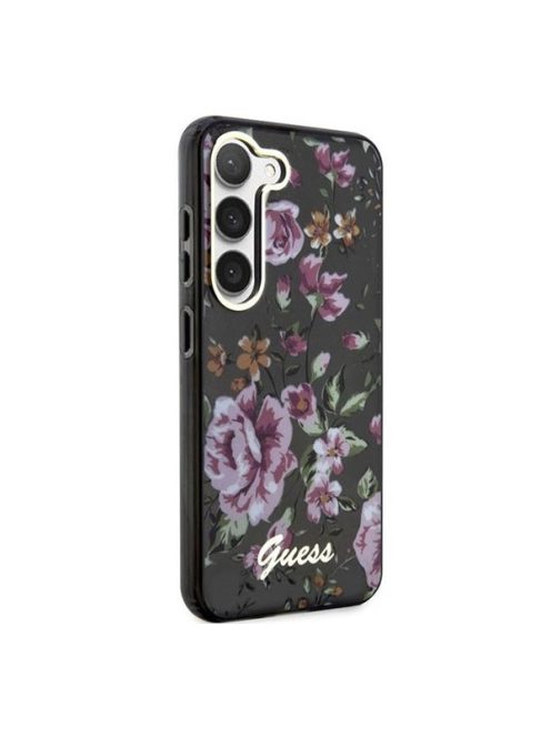 Guess Flower Collection Samsung Galaxy S23 hátlap tok , fekete