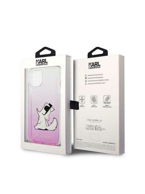 Karl Lagerfeld Choupette Fun Apple iPhone 14 Plus hátlap tok, rózsaszín