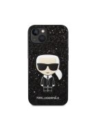 Karl Lagerfeld Glitter Flakes Ikonik Apple iPhone 14 Plus hátlap tok, fekete