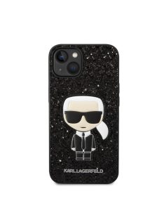   Karl Lagerfeld Glitter Flakes Ikonik Apple iPhone 14 Plus hátlap tok, fekete