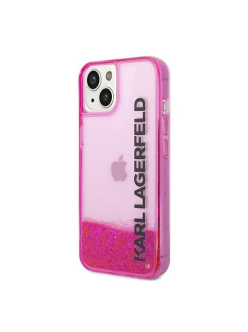 Karl Lagerfeld Liquid Glitter Elong Apple iPhone 14 Plus hátlap tok, rózsaszín