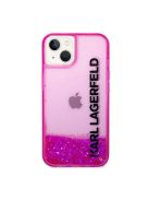 Karl Lagerfeld Liquid Glitter Elong Apple iPhone 14 Plus hátlap tok, rózsaszín