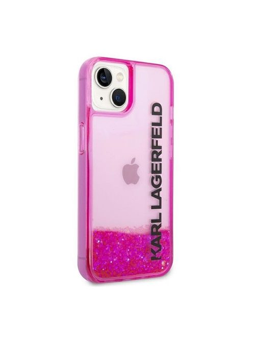 Karl Lagerfeld Liquid Glitter Elong Apple iPhone 14 Plus hátlap tok, rózsaszín