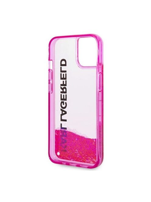 Karl Lagerfeld Liquid Glitter Elong Apple iPhone 14 Plus hátlap tok, rózsaszín