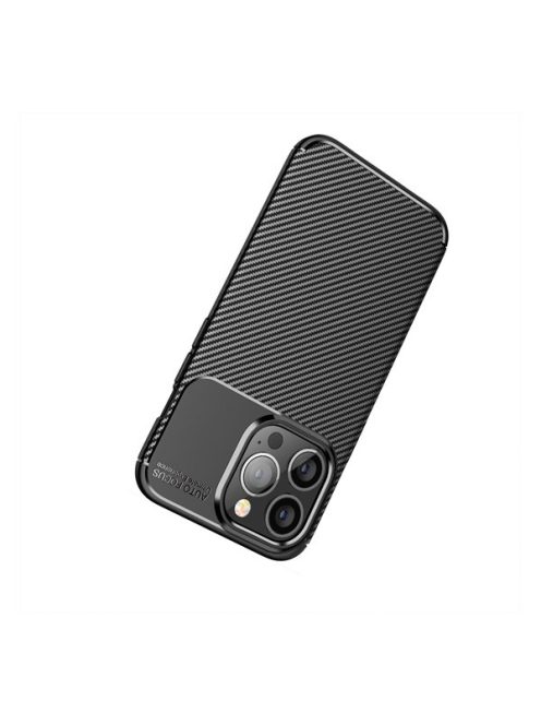 Forcell Carbon Premium Apple iPhone 12 / 12 Pro karbon mintás szilikon tok, fekete