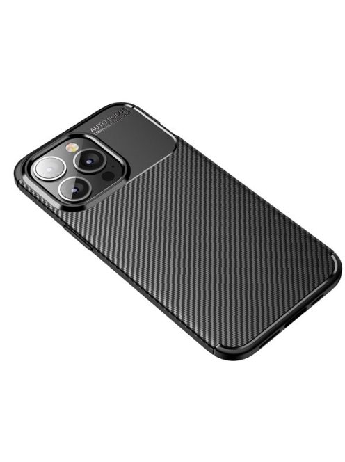 Forcell Carbon Premium Apple iPhone 12 / 12 Pro karbon mintás szilikon tok, fekete