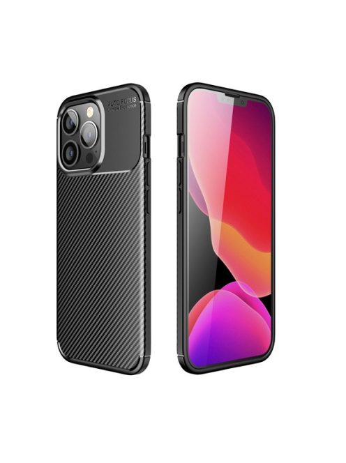 Forcell Carbon Premium Apple iPhone 12 / 12 Pro karbon mintás szilikon tok, fekete