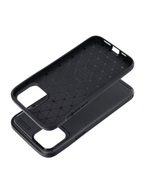 Forcell Carbon Premium hátlap tok,  Apple iPhone 12 Pro Max , fekete