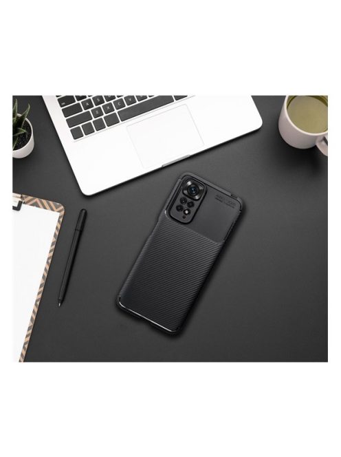 Forcell Carbon Premium Xiaomi 12T / 12T PRO karbon mintás szilikon tok, fekete