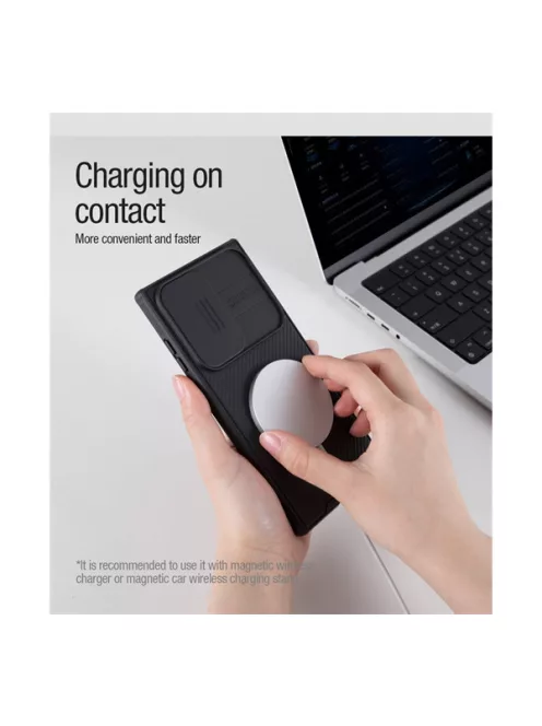 Nillkin CamShield Pro Samsung Galaxy S23 Ultra mágneses műanyag hátlap tok, Fekete