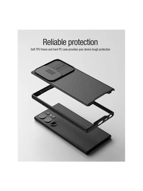 Nillkin CamShield Pro Samsung Galaxy S23 Ultra mágneses műanyag hátlap tok, Fekete