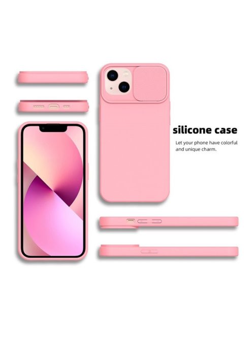 Slide Apple iPhone 11 Pro Max, kameravédős szilikon tok, rózsaszín