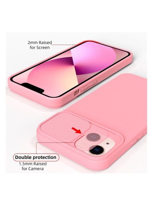 Slide Apple iPhone 11 Pro Max, kameravédős szilikon tok, rózsaszín