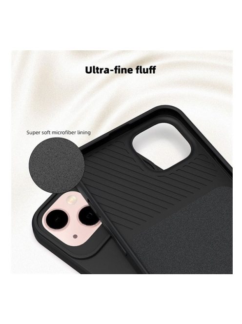 Slide Samsung Galaxy A13 5G/A04S, kameravédős szilikon tok, fekete