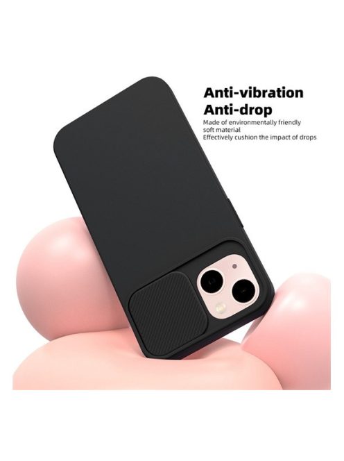 Slide Samsung Galaxy A13 5G/A04S, kameravédős szilikon tok, fekete