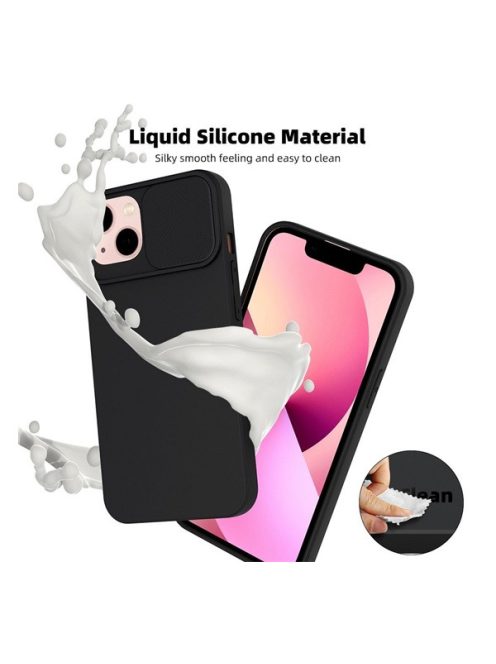 Slide Samsung Galaxy A13 5G/A04S, kameravédős szilikon tok, fekete