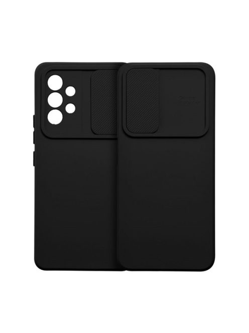 Slide Samsung Galaxy A13 5G/A04S, kameravédős szilikon tok, fekete