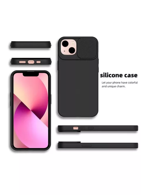 Slide Samsung Galaxy A52 5G/A52 LTE ( 4G )/A52S, kameravédős szilikon tok, fekete