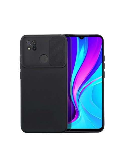 Slide Xiaomi Redmi 9C, kameravédős szilikon tok, fekete