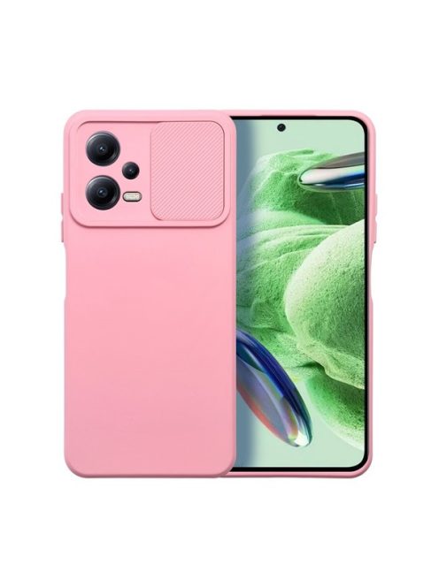 Slide Xiaomi Redmi Note 12 5G, kameravédős szilikon tok, rózsaszín