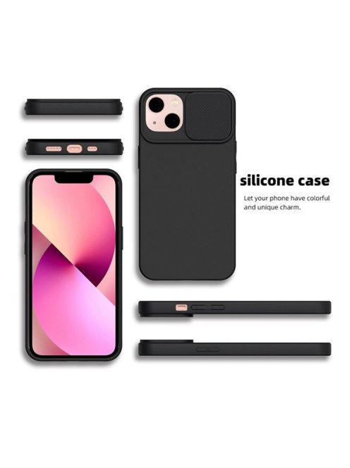 Slide Xiaomi Redmi Note 12 Pro+ 5G, kameravédős szilikon tok, fekete