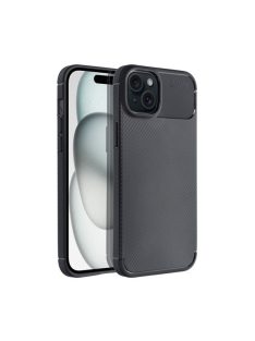   Forcell Carbon Premium hátlap tok Apple iPhone 15 Plus karbon mintás szilikon tok, fekete