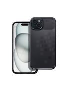 Forcell Carbon Premium hátlap tok Apple iPhone 15 Plus karbon mintás szilikon tok, fekete