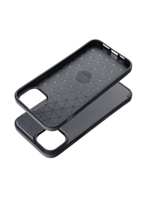 Forcell Carbon Premium hátlap tok Apple iPhone 15 Plus karbon mintás szilikon tok, fekete