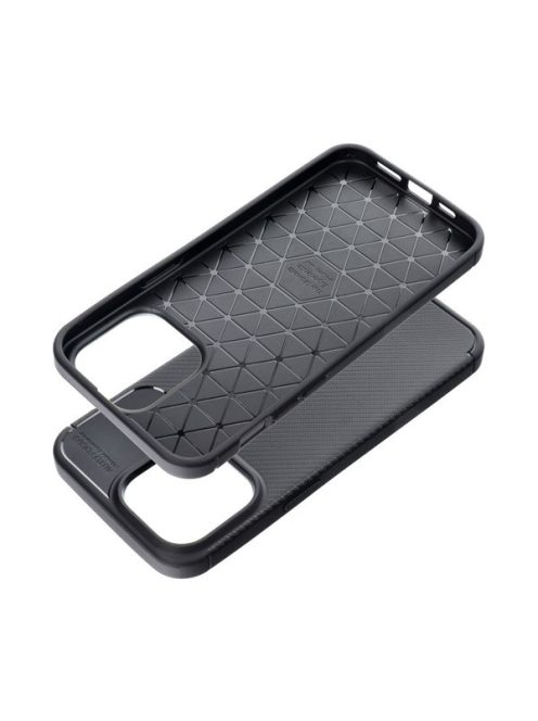 Forcell Carbon Premium hátlap tok Apple iPhone 15 Pro Max karbon mintás szilikon tok, fekete