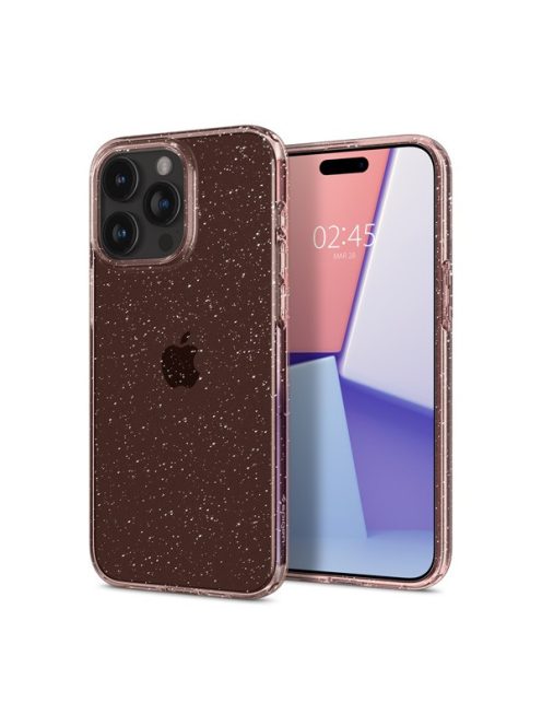 Spigen Liquid Crystal Glitter Apple iPhone 15 Pro Max tok, csillámos, rózsaszín, átlátszó