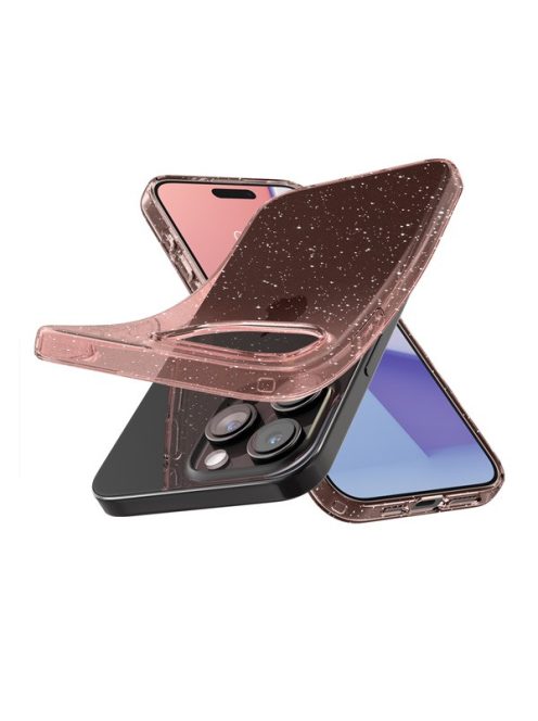 Spigen Liquid Crystal Glitter Apple iPhone 15 Pro Max tok, csillámos, rózsaszín, átlátszó