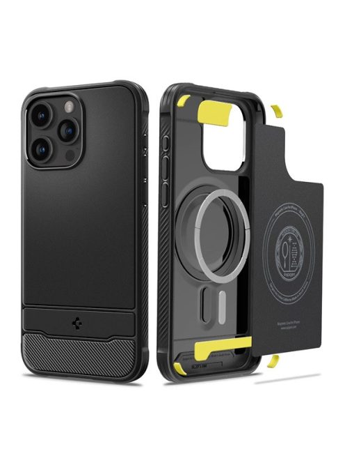 Spigen Rugged Armor MagFit Apple iPhone 15 Pro Max tok, Matte Black MagSafe, fekete