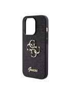 Guess Glitter Script Big 4G Apple iPhone 15 Pro hátlap tok, fekete