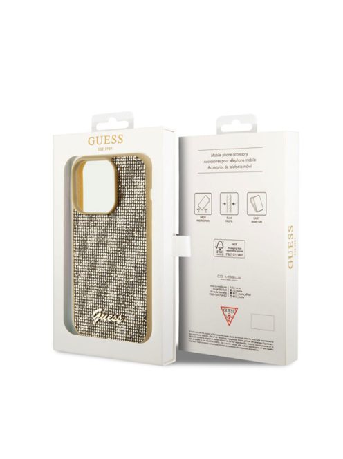 Guess Disco Metal Script Apple iPhone 15 Pro hátlap tok, arany