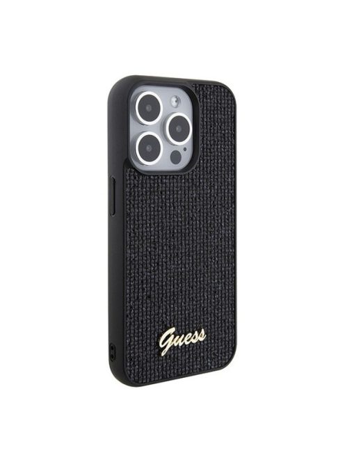 Guess Disco Metal Script Apple iPhone 15 Pro hátlap tok, fekete