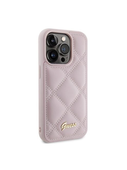 Guess Quilted Metal Logo Apple iPhone 15 Pro hátlap tok, rózsaszín