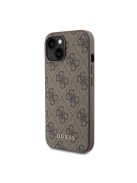 Guess 4G Metal Gold Logo Apple iPhone 15 hátlap tok, barna