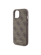 Guess 4G Metal Gold Logo Apple iPhone 15 hátlap tok, barna