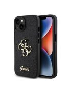 Guess Glitter Script Big 4G Apple iPhone 15 hátlap tok, fekete