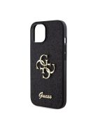 Guess Glitter Script Big 4G Apple iPhone 15 hátlap tok, fekete