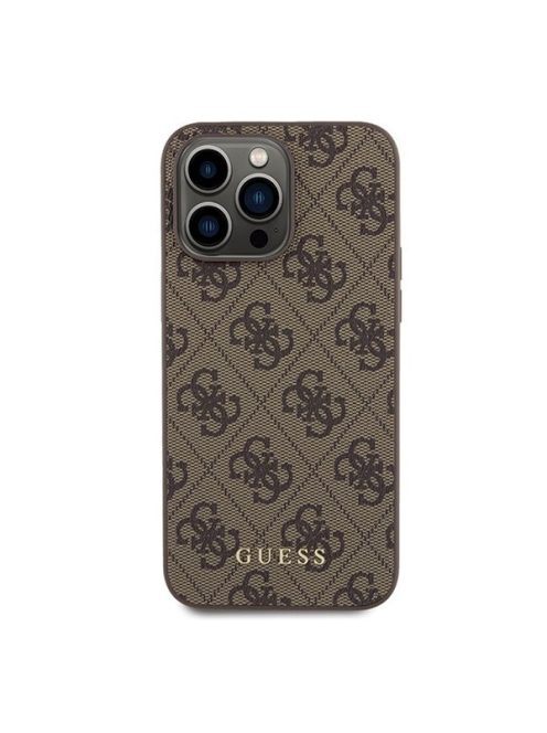 Guess 4G Metal Gold Logo Apple iPhone 15 Pro Max hátlap tok, barna