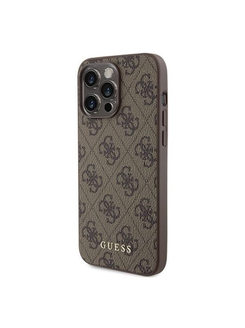 Guess 4G Metal Gold Logo Apple iPhone 15 Pro Max hátlap tok, barna