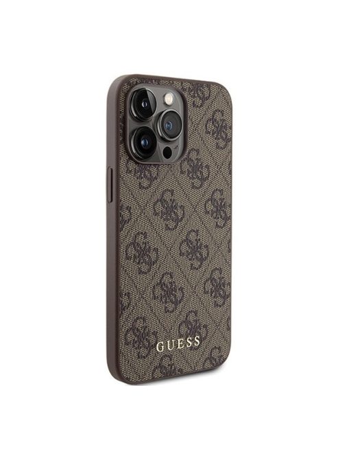 Guess 4G Metal Gold Logo Apple iPhone 15 Pro Max hátlap tok, barna