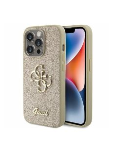   Guess Glitter Script Big 4G Apple iPhone 15 Pro Max hátlap tok, arany