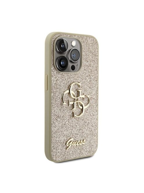 Guess Glitter Script Big 4G Apple iPhone 15 Pro Max hátlap tok, arany