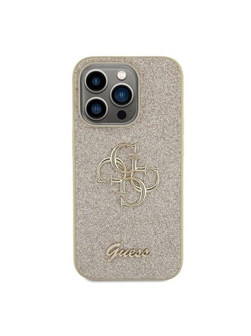 Guess Glitter Script Big 4G Apple iPhone 15 Pro Max hátlap tok, arany