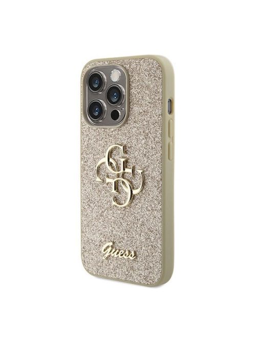 Guess Glitter Script Big 4G Apple iPhone 15 Pro Max hátlap tok, arany