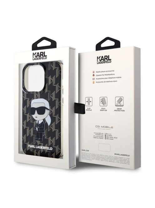 Karl Lagerfeld Monogram Ikonik Apple iPhone 15 Pro hátlap tok, fekete