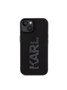 Karl Lagerfeld 3D Rubber Glitter Logo Apple iPhone 15 hátlap tok, fekete