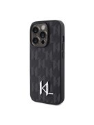 Karl Lagerfeld Leather Monogram Hot Stamp Metal Apple iPhone 15 Pro Max hátlap tok, fekete